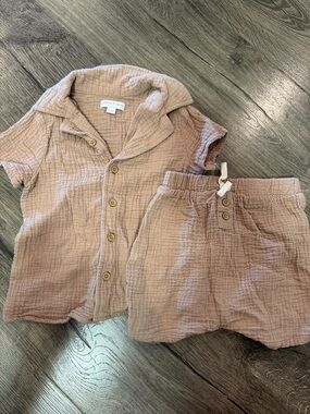 Grayson Mini Button-Up Beige Set 18M